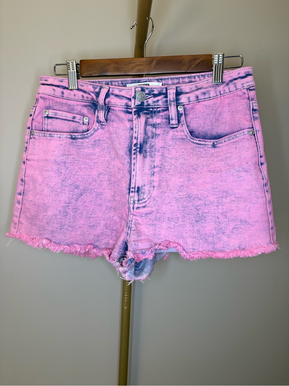Madden NYC Junior's Super High-Rise Denim Cutoff Shorts